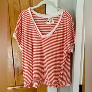 We The Free V Neck Linen Blend Tee